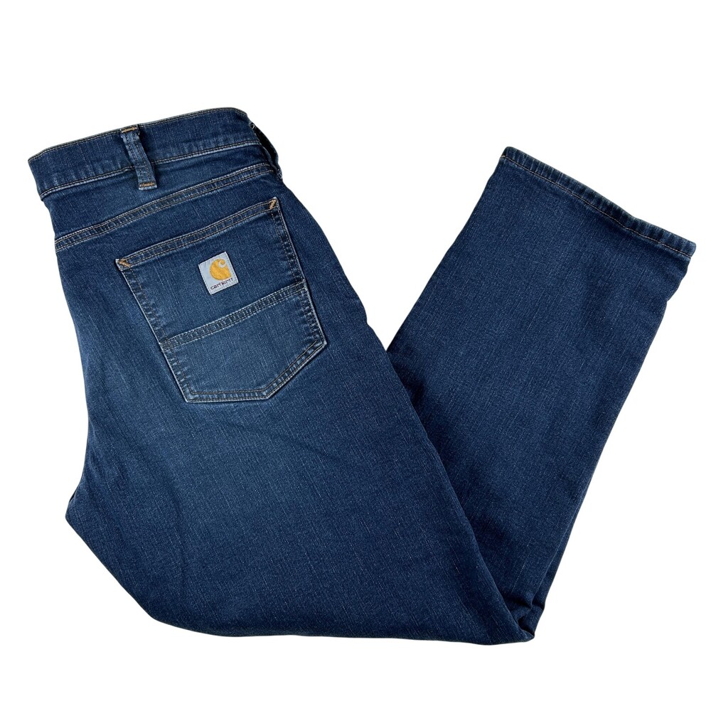 Carhartt Relaxed Fit Jeans Mens 36x29 Medium Blue Fleece Lined Stretch